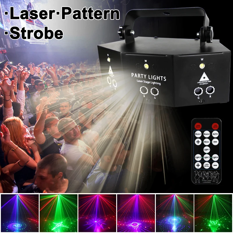 Светодиодный диско-лазерный светильник DJ-прожектор со звуком для вечерние DMX512 Mini
