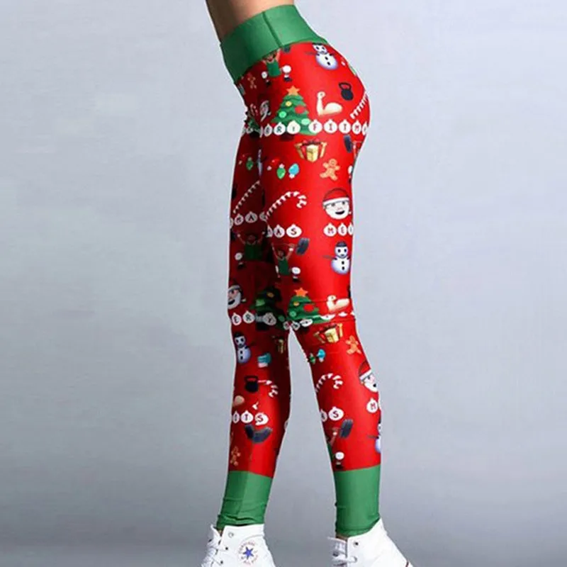 European And American Hot Women's Clothing, Christmas Printed Clothing, Fitness Leggings, Slim Nine-point Yoga Pants