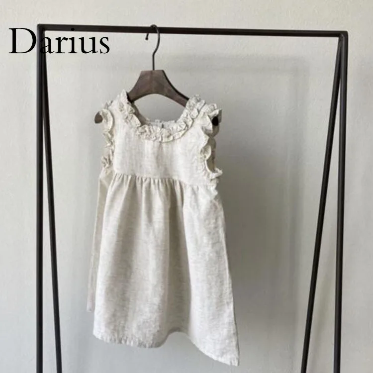 

Summer Girls Solid Cotton Linen Dress