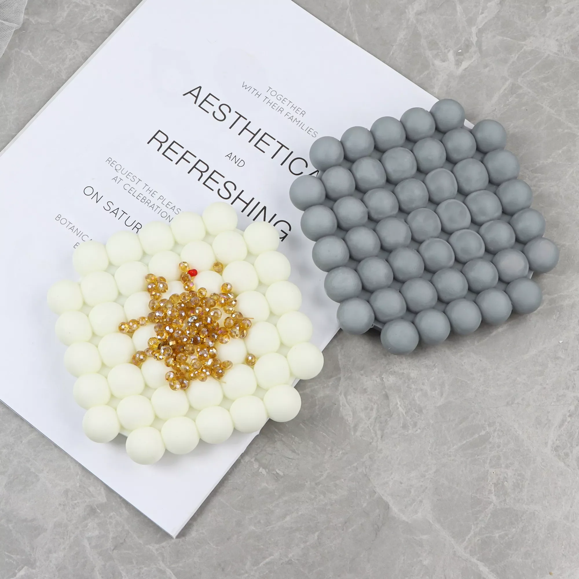 

Cement Ball Tray Silicone Mold Concrete Coaster Candle Mould Diy Plaster Craft Mousse Chocolate Baking Tool Home Prop