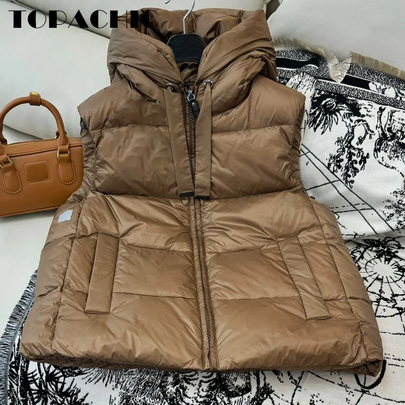 9 12 TOPACHIC-Женская одежда жилет на молнии со шнуровкой и капюшоном