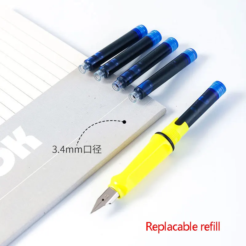 Student Kawaii Fountain Pen Replacable Ink Set Black/Blue/Red ink EF 0.38 mm School Pens Office Supplies Stationery for Writing |