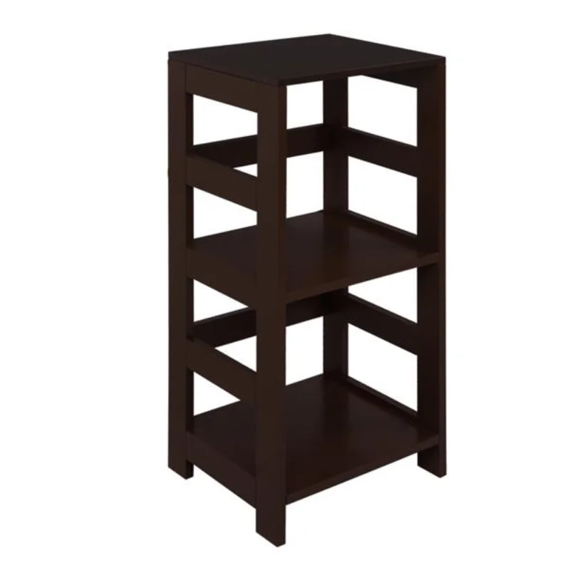 

Wooden Bookshelf Rack 3 Tier Bookcase Shelf Storage Organizer\ Brown Color[US Stock]