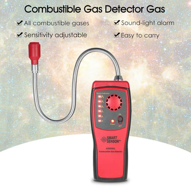 

AS8800L Automotive Combustible Gas Detector Gas Leakage Location Determine Tester with Sound and Light Alar Flammable detection