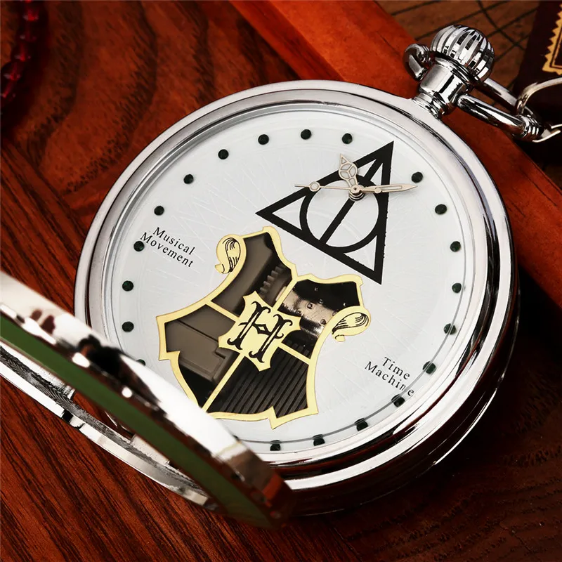 Creative Musical Pocket Watch Magic School Academy Song Men Women Manual Quartz Watches Playing Music Clock with Chain Gift