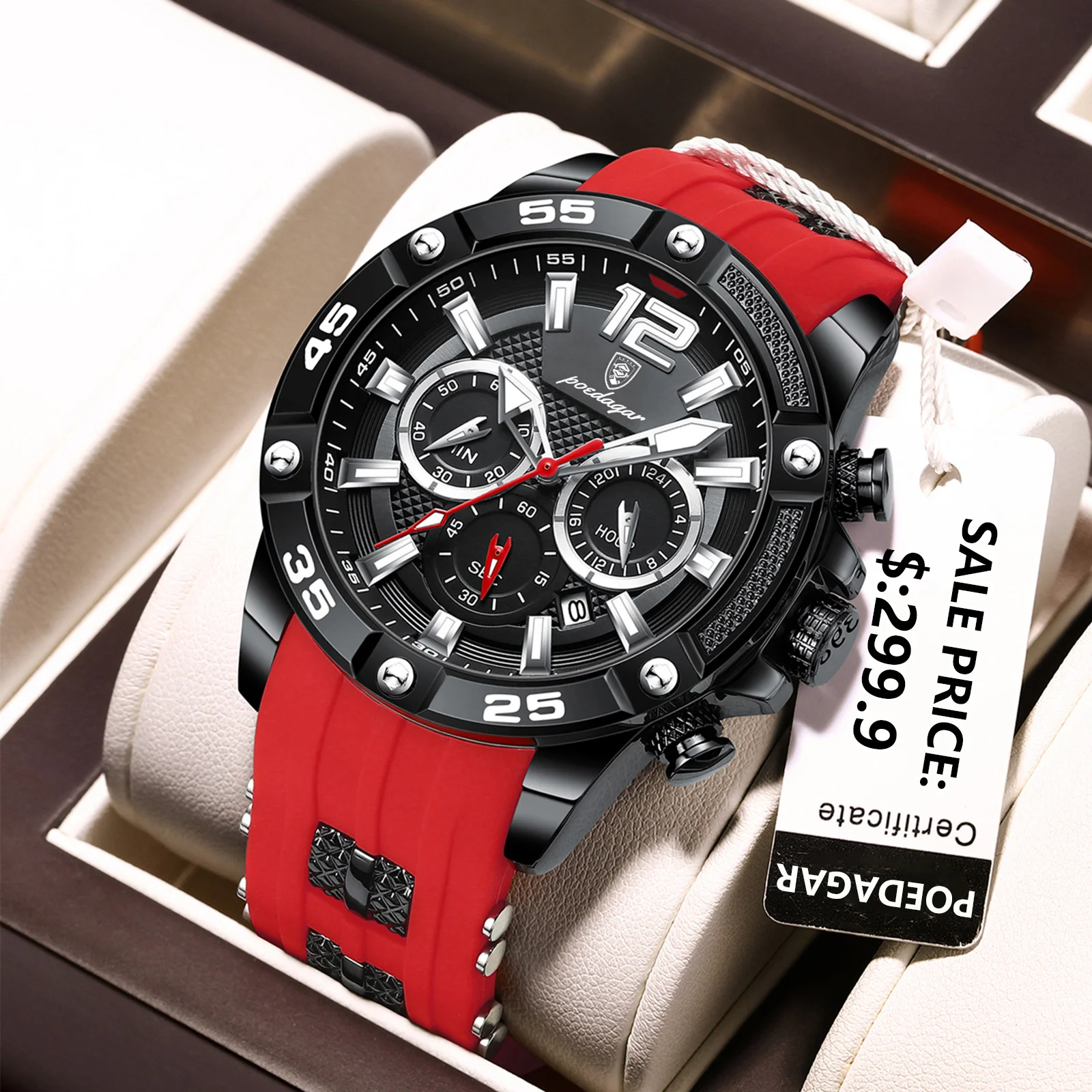 Casual Men Watch Luxury Waterproof Luminous Chronograph Date Man Wristwatch Military Quartz Men’s Watches High Quality 6