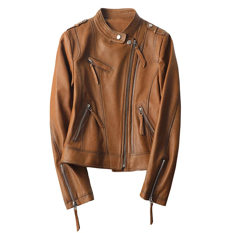 

2023Hot Sale 100% Genuine Leather Jacket Women Spring Autumn New Sheepskin Coat Short Korean Motorcycle Jackets Giacca Pel