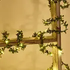 Рождественский Декор, гирлянда с зелеными листьями, светодиодные огни, украшение для стен, сказочные огни, светодиодная гирлянда, Рождественские огни, светодиодные гирлянды