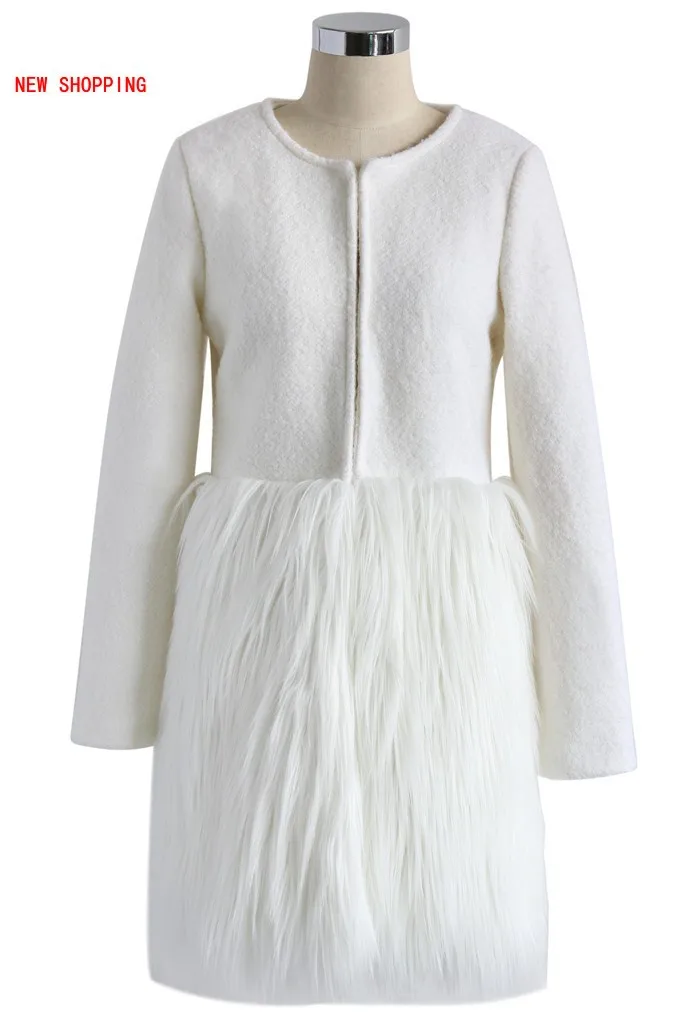 2022 Autumn Winter New Faux Fur Coat Slim Fit Women Fashion Elegant Streetwear Thick Warm Fur O-Neck Coats Jacket Overcoat White
