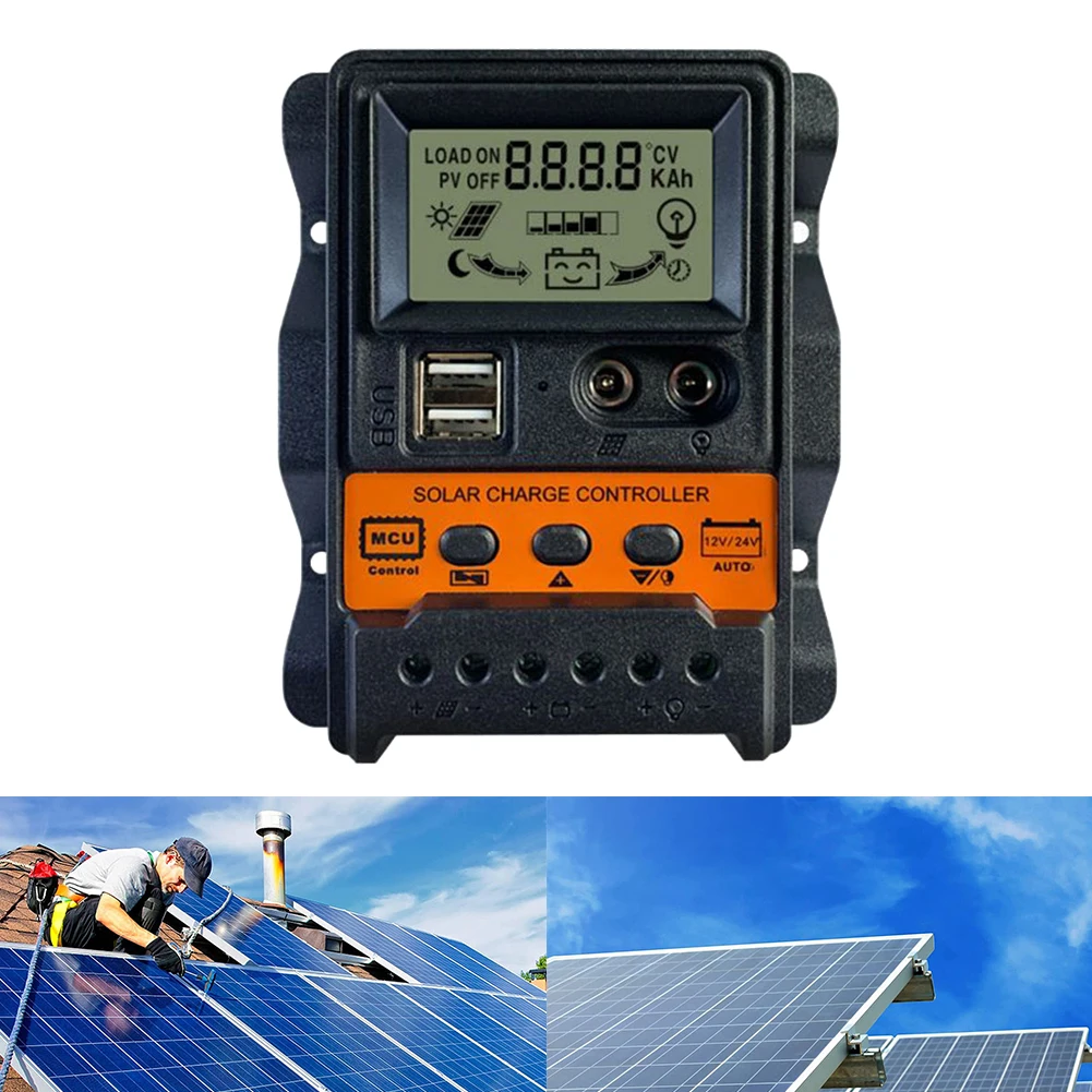 

12/24V 30A Solar Charge Controller MPPT LCD Panel Battery Regulator PWM Dual USB Photovoltaic Power Generation Controller