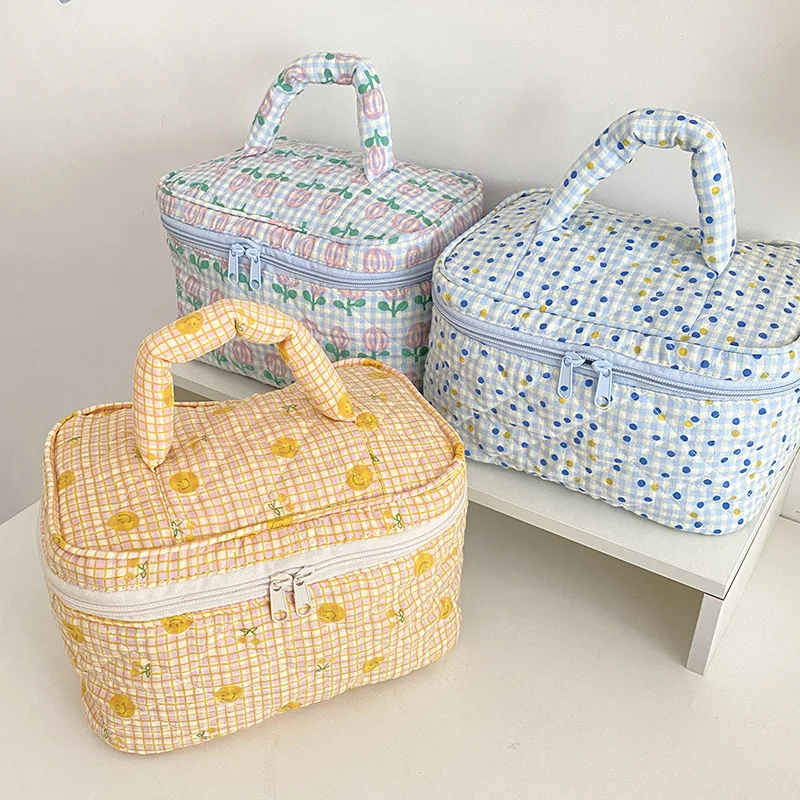

Japanese Cute Bag Makeup Bag Set Handbags Cotton Fabric Flowers Print Cosmetic Bag Women Makeup Bag Organizer Neceser Mujer Bags