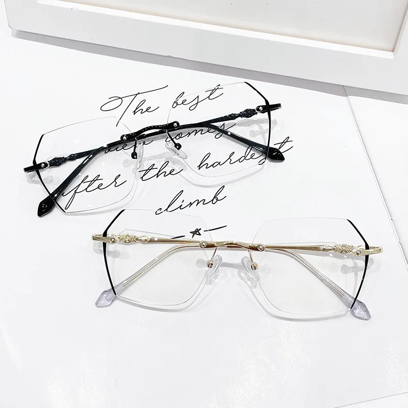 Очки для близорукости мужчин и женщин модные многогранные без оправы компьютер в