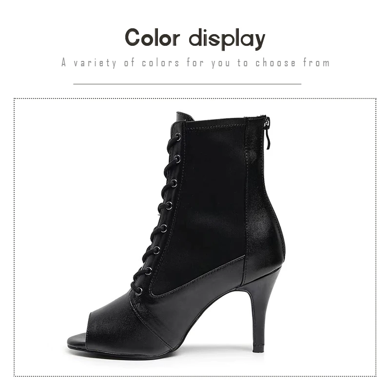 DKZSYIM Women Latin Dance Shoes High Heels Black Thin New Stilettos Sexy Boots For Women's Dancing shoes Ballroom