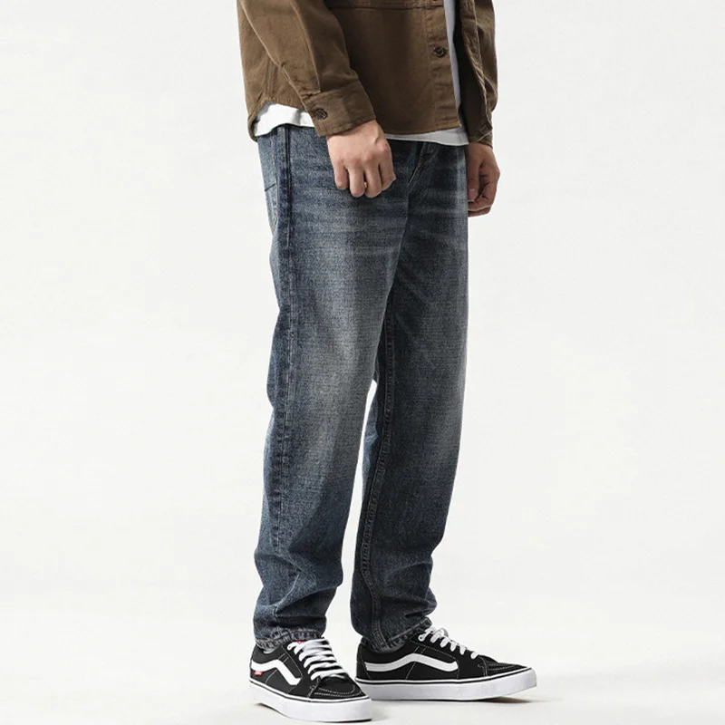 Streetwear Men 2022 Autumn and Winter Loose Straight Cylinder Jeans Vintage Haren Pants Fashion Comfortable Blue Trousers Female