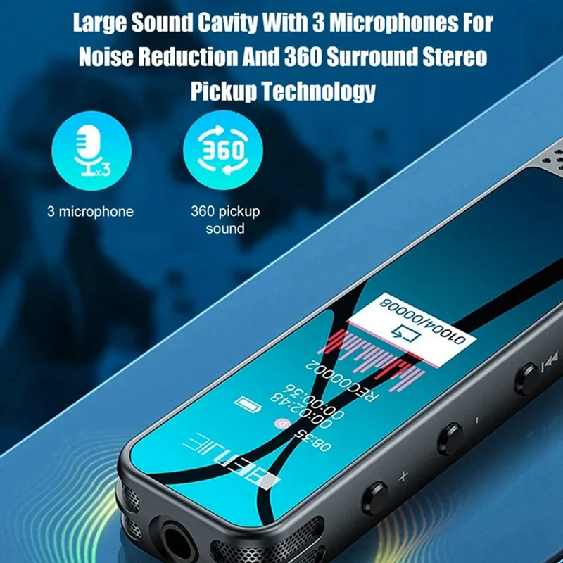 Диктофон BENJIE G6 с динамиком Bluetooth MP3-плеер 32 ГБ диктофон 3072 кбит/с DSP