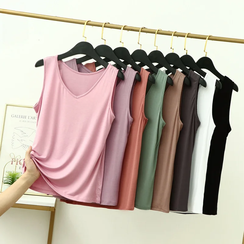 

V-Neck Plus Size 6xl Strap Vest for Women's Summer Underwear Loose Thin Modal Sleeveless Top Lenceria Femenina Clothing