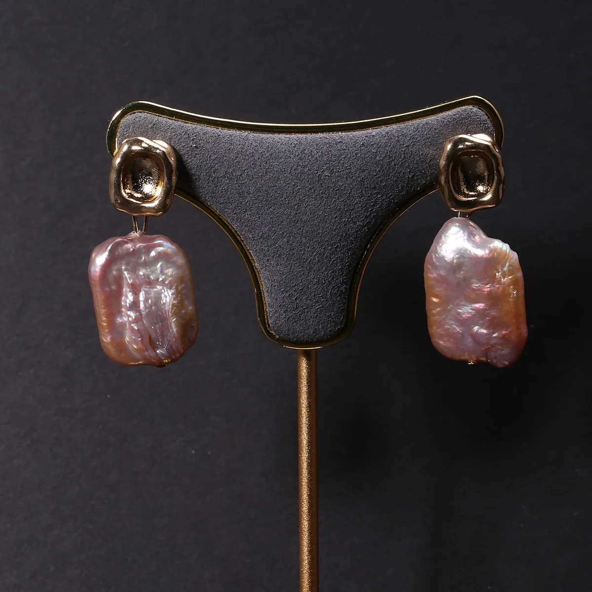 

Elegant Natural Baroque Pearl Irregular Purple Square Earrings Jewellery Wedding Party For Women Charming Gift 33x13mm