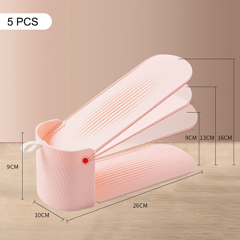 

5 Pcs Shoes Rack For Closets Organizer 3 Gears Adjustable Anti-slip Shoe Rack Space Saver Storage