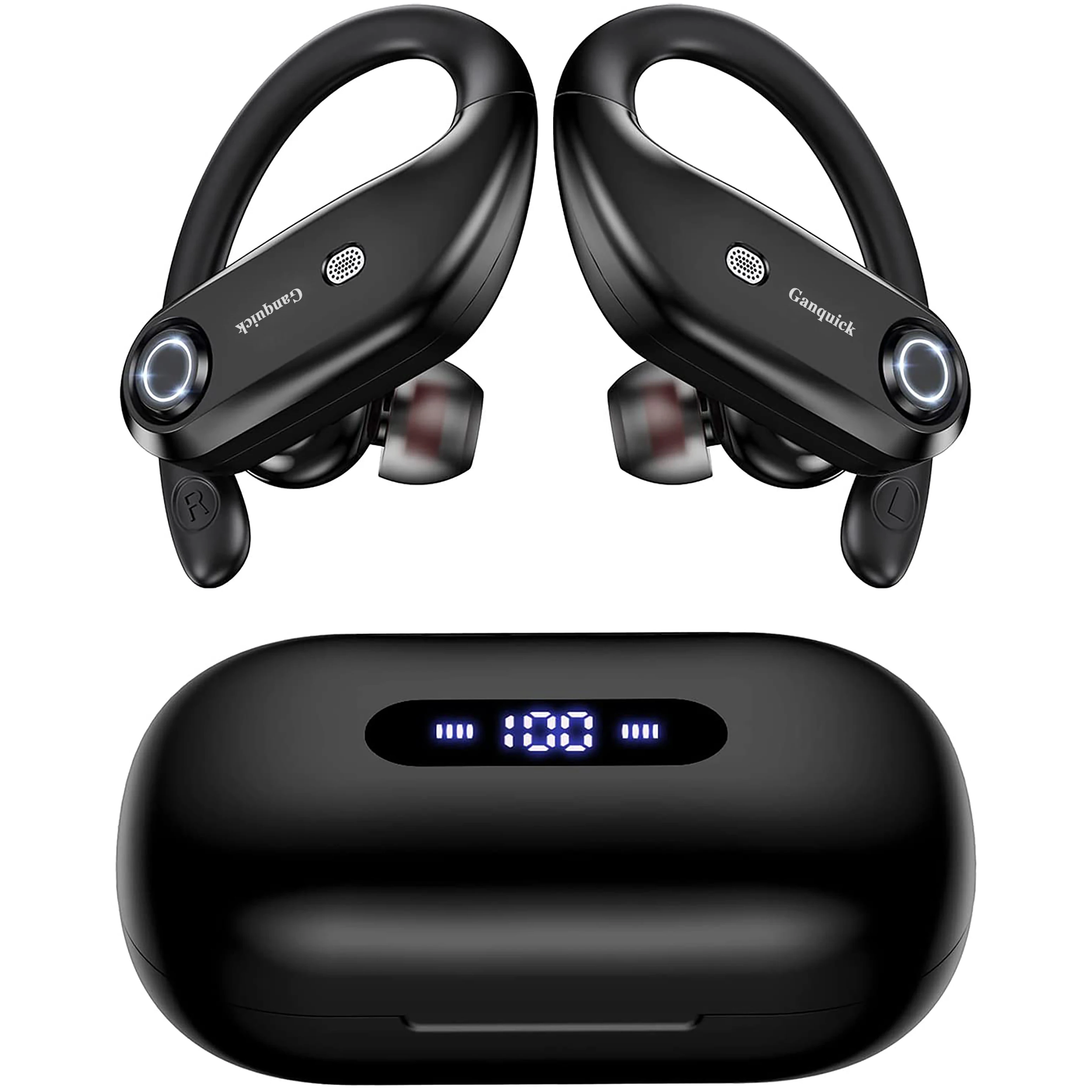

Беспроводные наушники Ganquick, гарнитура для смартфонов, наушники-вкладыши Bluetooth 5,0, черные Беспроводные наушники с шумоподавлением