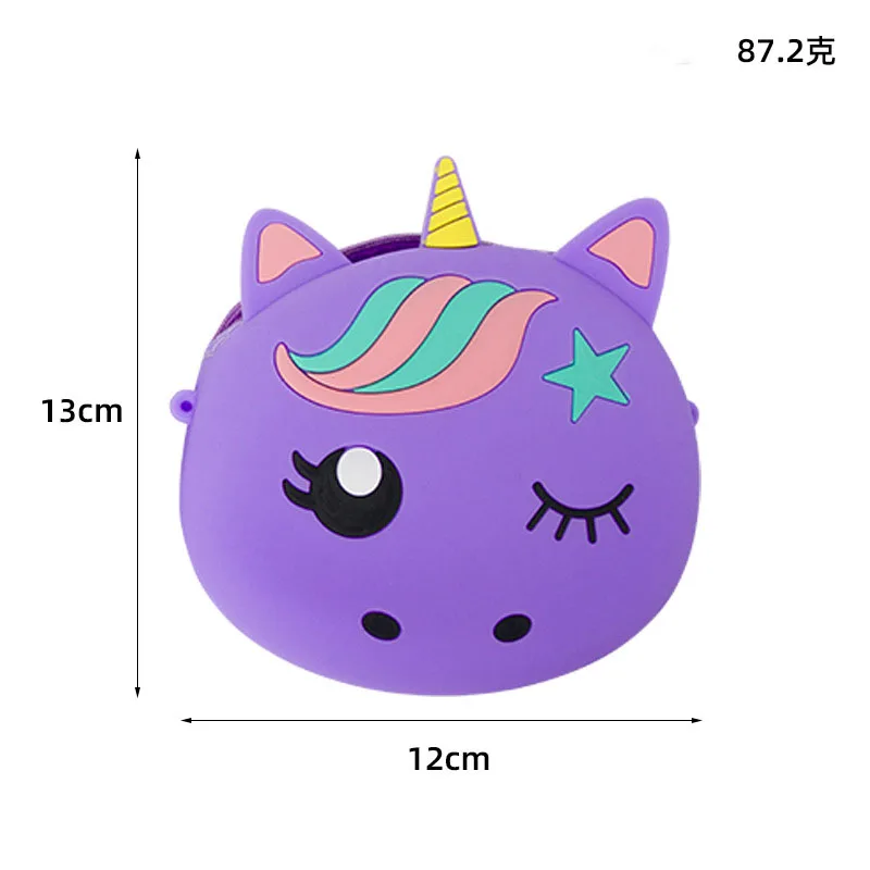 Cartoon Silicone Unicorn Crossbody Coin Bag Kid Toddler Children Shoulder Handbag Adjustable Strap Holiday Travel Pocket Pack