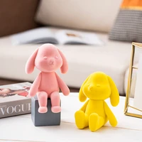 rabbit resin statue animal model figurines for interior sculpture home decor living room decoration desk accessories girl gifts
