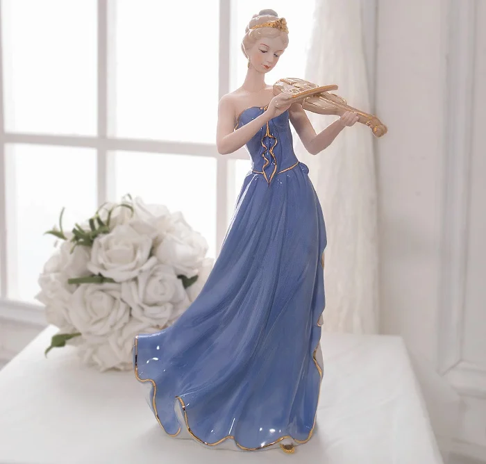 Фарфоровая скрипка фигурка девушки керамические диадемы миниатюрный орнамент