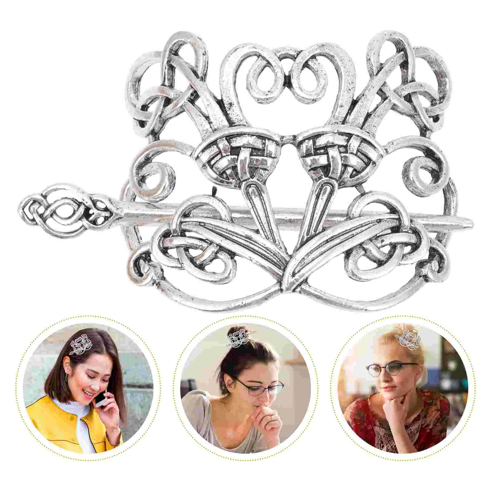 

Vintage Viking Hairpins Stick Alloy Celtic Knot Clip Metal Plastic Clips Crystal Accessories Women's Ladies