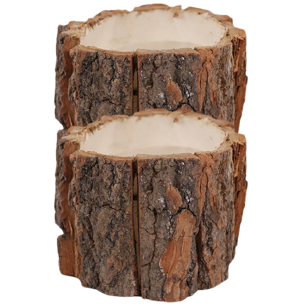 

2 Pcs Pen Holder Multi-function Organizer Decorate Container Bucket Wooden Portable Office Desk