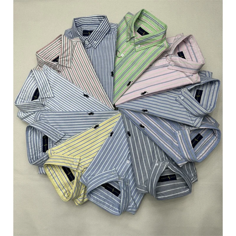 

Men's Autumn and Winter Clothing Thickened Oxford Striped Long-Sleeved Shirt Youth Business Casual Slim-Fitting Paul Men's Shirt