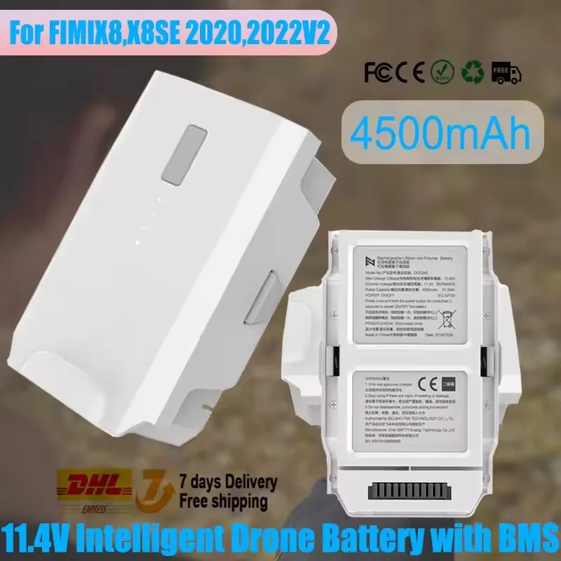 Фото Новый сменный аккумулятор DC02A5 11,4 В, 4500 мАч для FIMI X8 SE 2020, FIMI X8SE 2022 V2, радиоуправляемый дрон с камерой №3