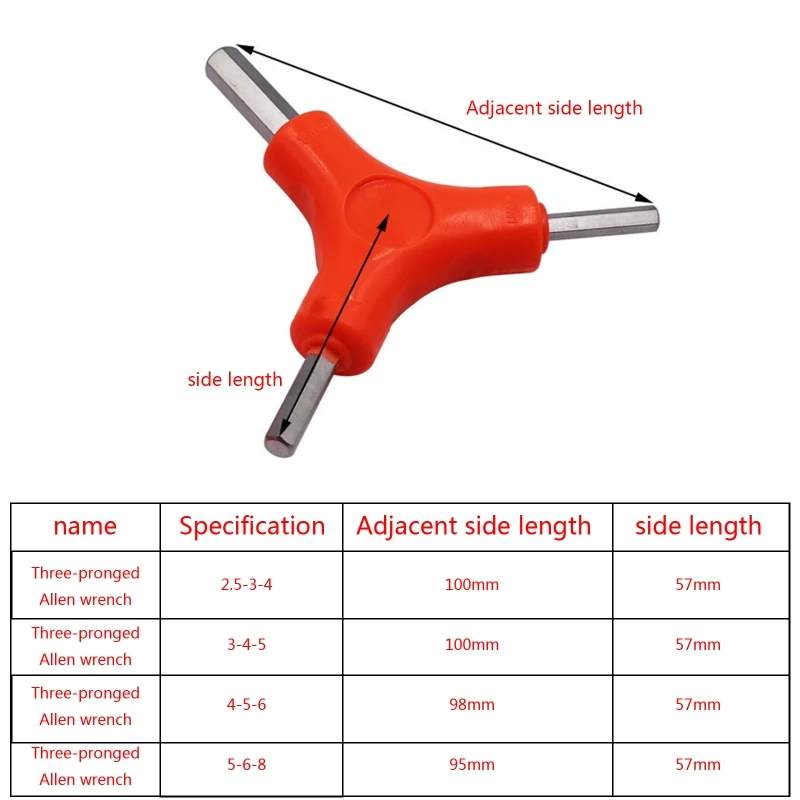 

3 In 1 Trigeminal Hex Key Kit 2.5/3/4/5/6/8mm Y-type Hexagonal Wrench Hand Tool