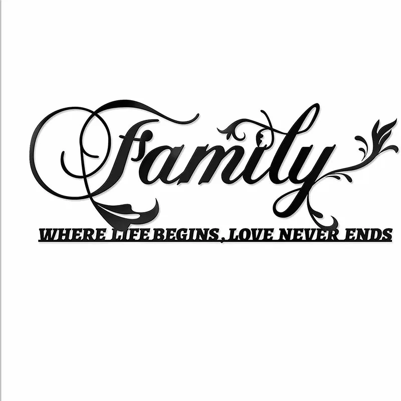 

Family Where Life Begins Love Never Ends Word Sign Black Metal Wall Decor Home Living Room Interior Decoration Metal Art