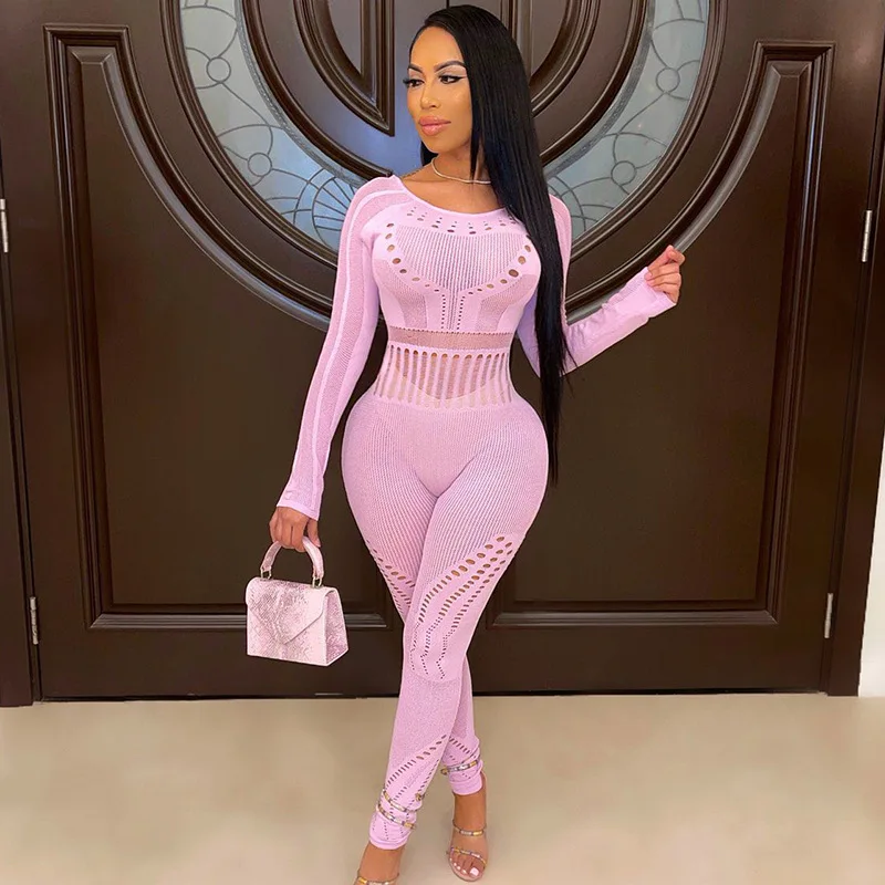 Сексуальный прозрачный комбинезон с вырезами Женский Повседневный спортивный