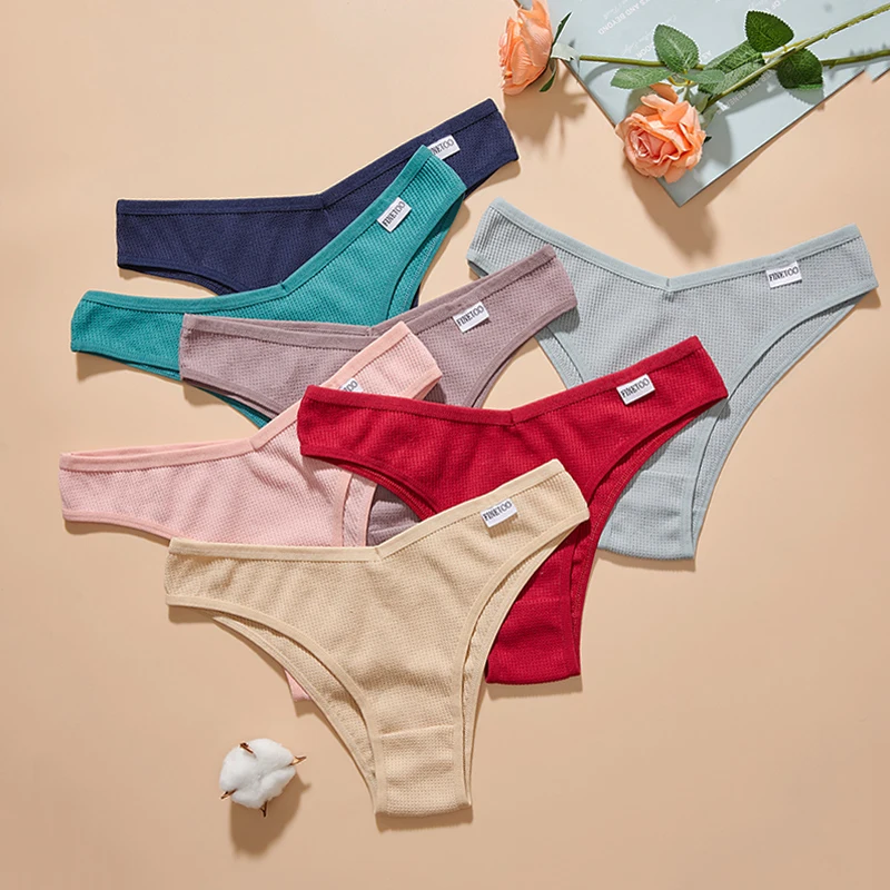 

3PCS/Set Brazilian Underwear Women Panties Waffle Cotton Panties FINETOO Female Underwear Briefs Intimates Women Lingerie S-XL