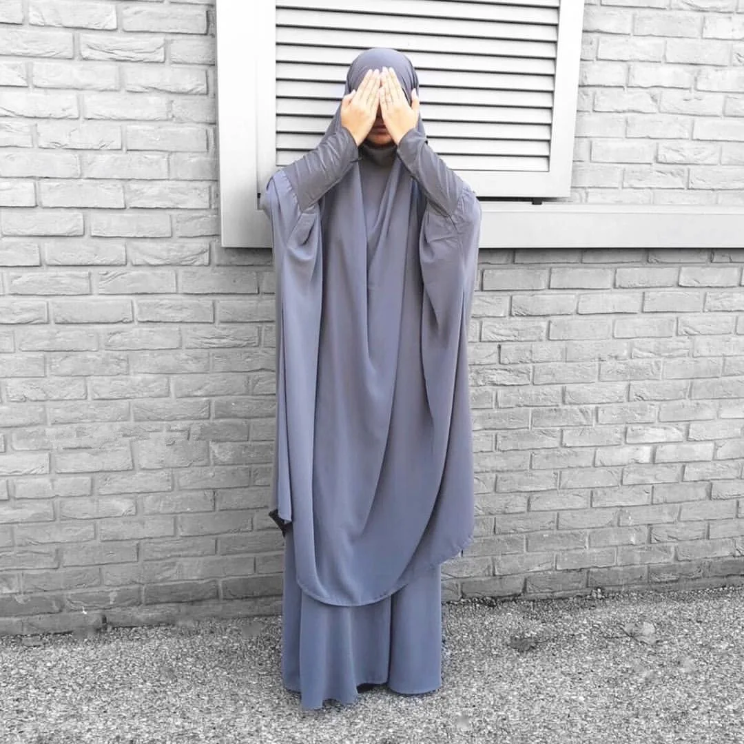 Платье Рамадан ИД с капюшоном, искусственное платье, молитвенная одежда, Женский комплект из 2 предметов, длинная абайя, химар, абайя, Исламс...