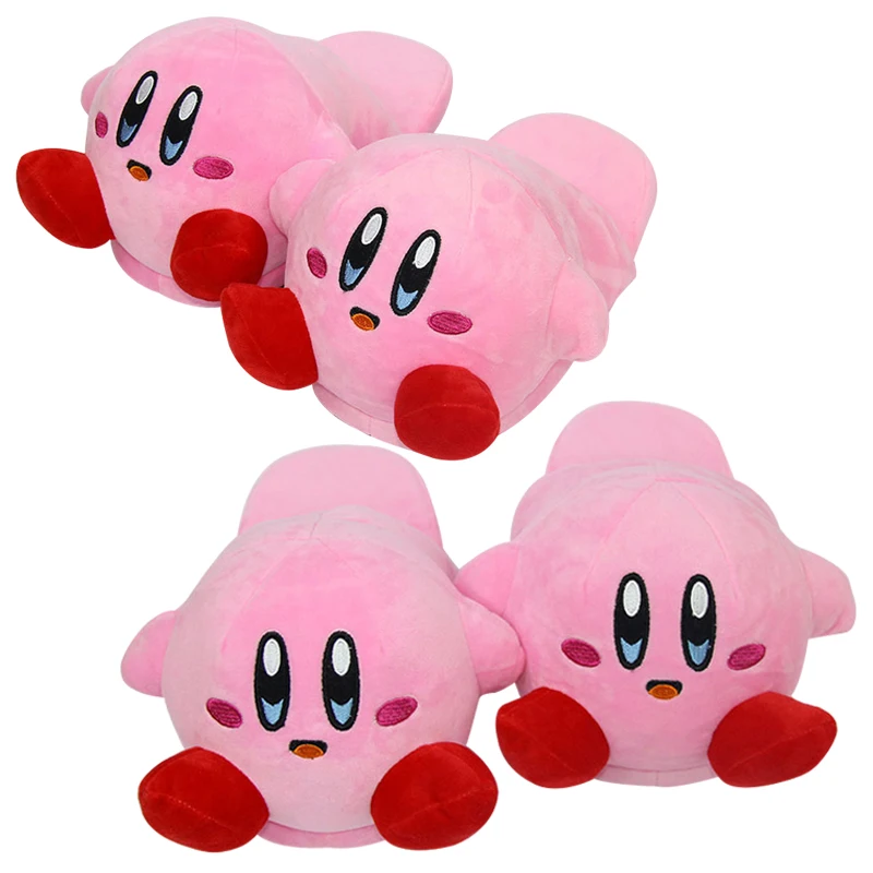 

Мультяшные аниме Kawaii мягкая звезда Kirby плюшевые хлопковые тапочки половина упаковки каблук плюшевая домашняя милая мягкая хлопковая обувь подарок для девочек