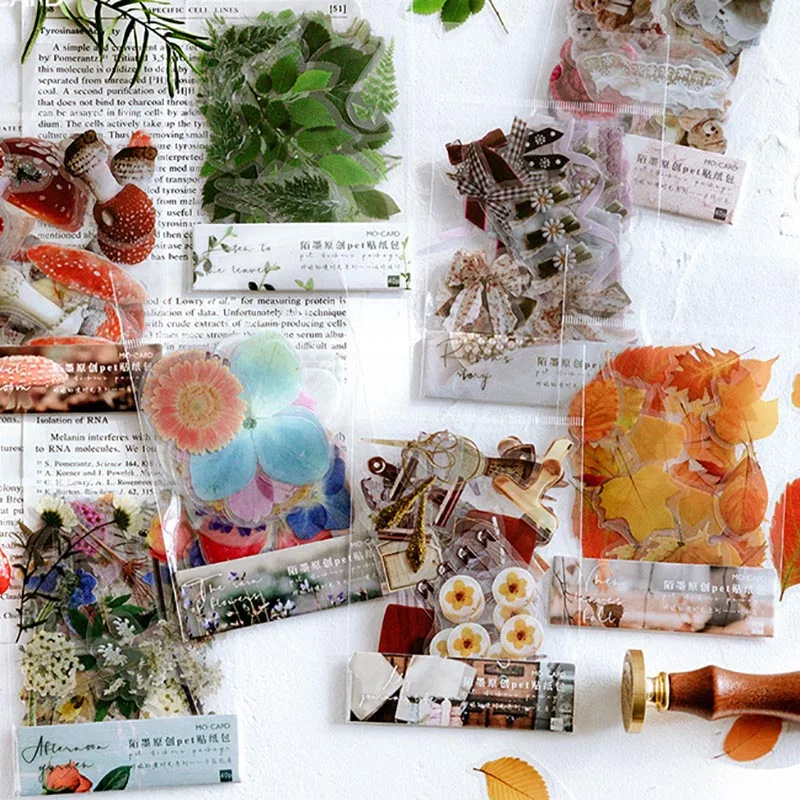 

40 Sheet/Set Plant Pattern Nice Gift Multipurpose Retro Style Diary Label Decorative Adhesive Stationery Supplies Decor Tools