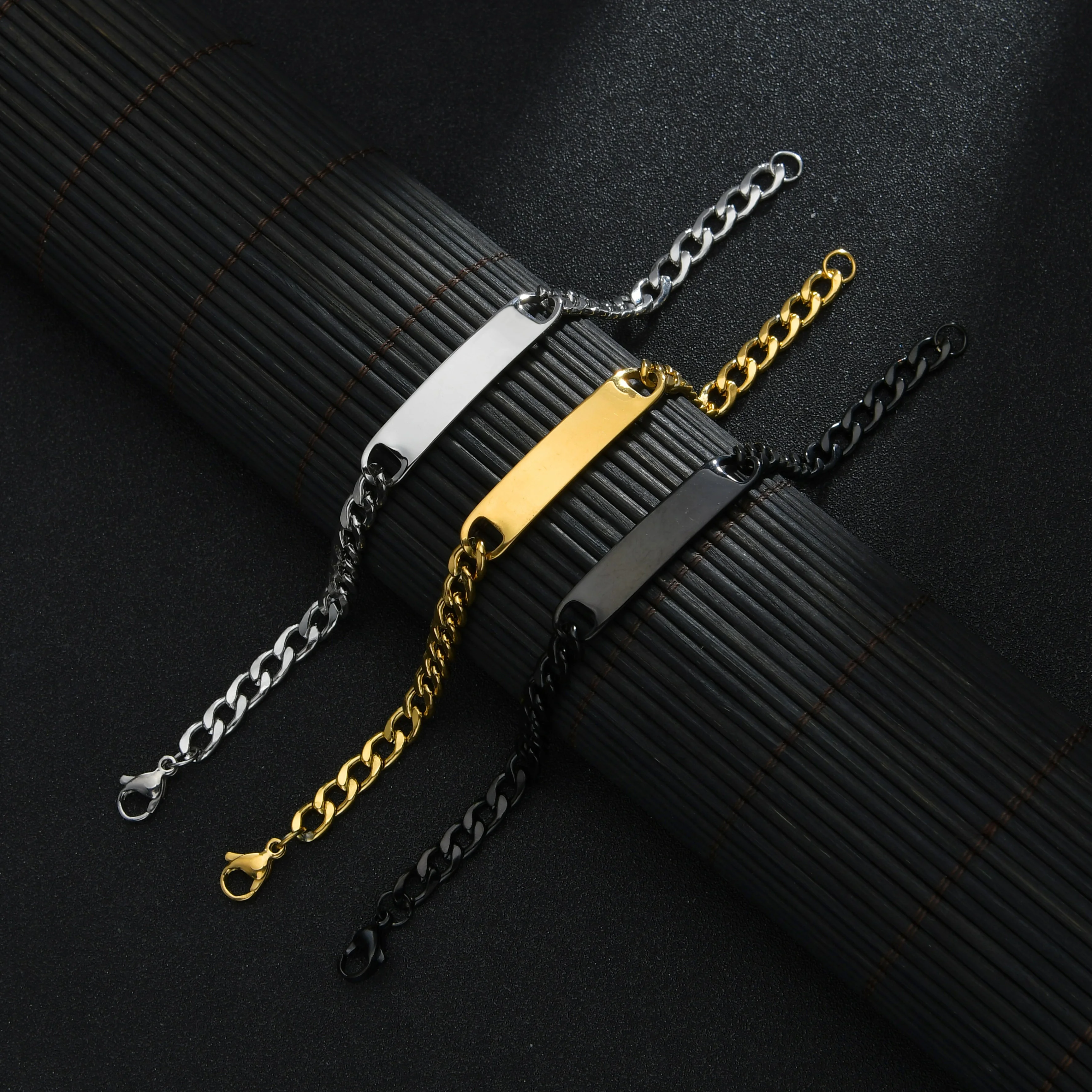 Хип-поп-панк-мужские браслеты из нержавеющей стали с позолоченным толстым пустым