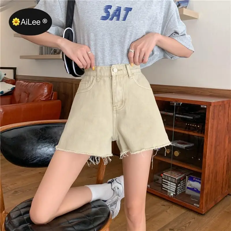 2021 Fashion Women Summer High Waisted Denim Shorts Jeans Women Harajuku Fashion New Femme Push Up Wide Leg Denim Shorts