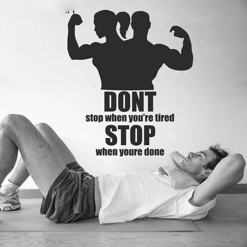 

Stop When Your Done Wall Sticker Sports Quote Vinyl Wall Decal Bodybuilder Gym Decor Removable Interior Decoration Mural 3G22