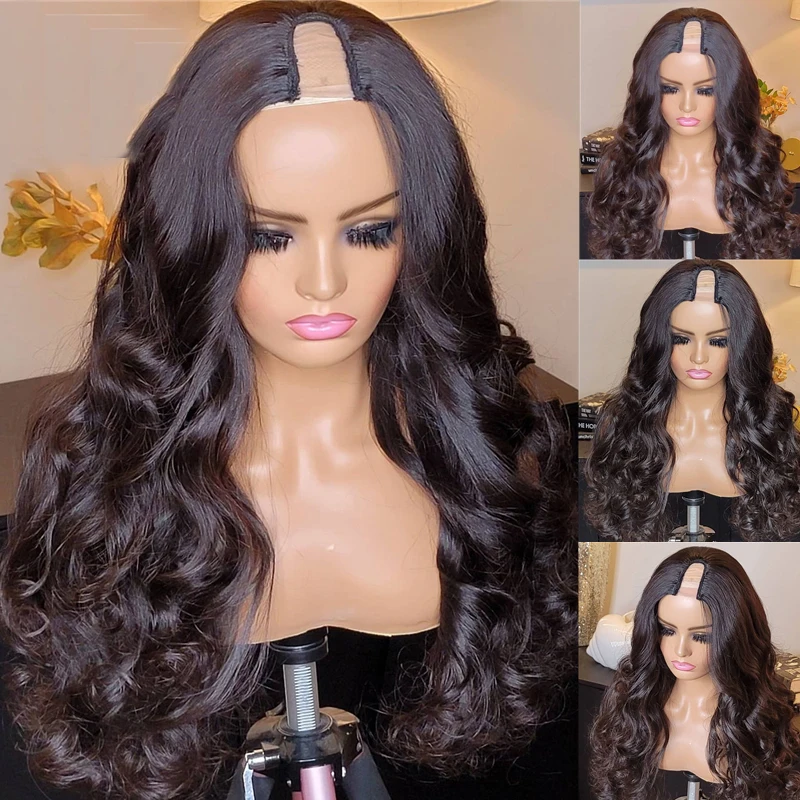

Glueless 24 inch 180 Density Body Wave U Part Wig European Remy Human Hair Wigs Jewish Natural Color Soft Wig For Black Women