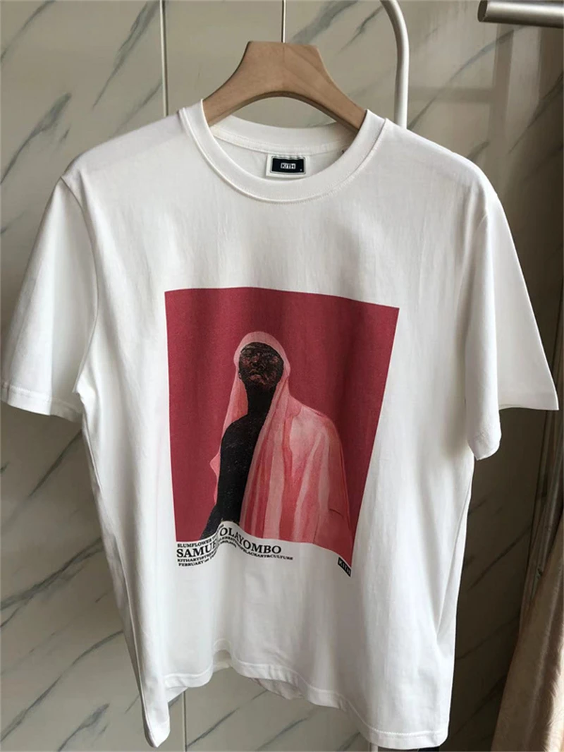 

New Kith Red Oil Painting T Shirt Men Women Casual T-shirt Casual Tees Kanye West Hip hop
