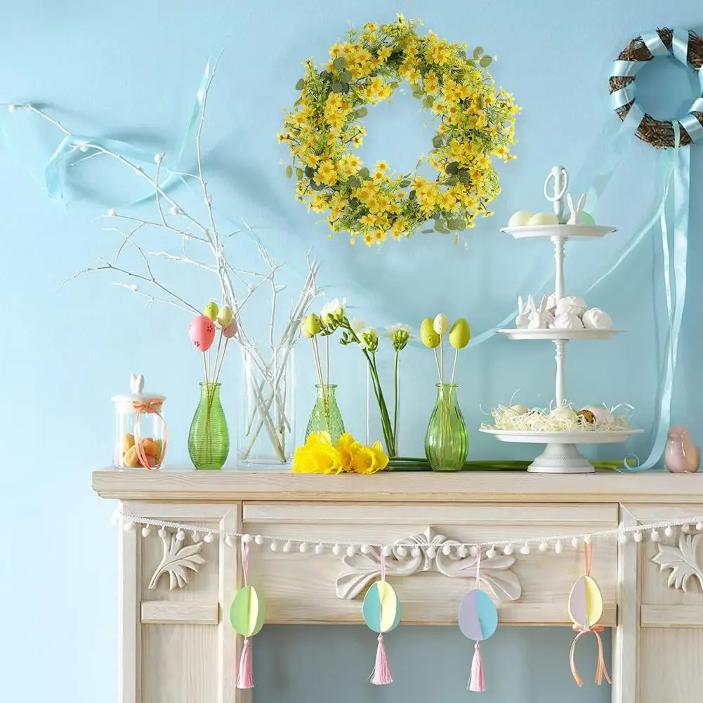 

Pretty Artificial Wreath Bright Color Simulation Garland Yellow Flowers Wall Hanging Artificial Winter Jasmine Garland DIY