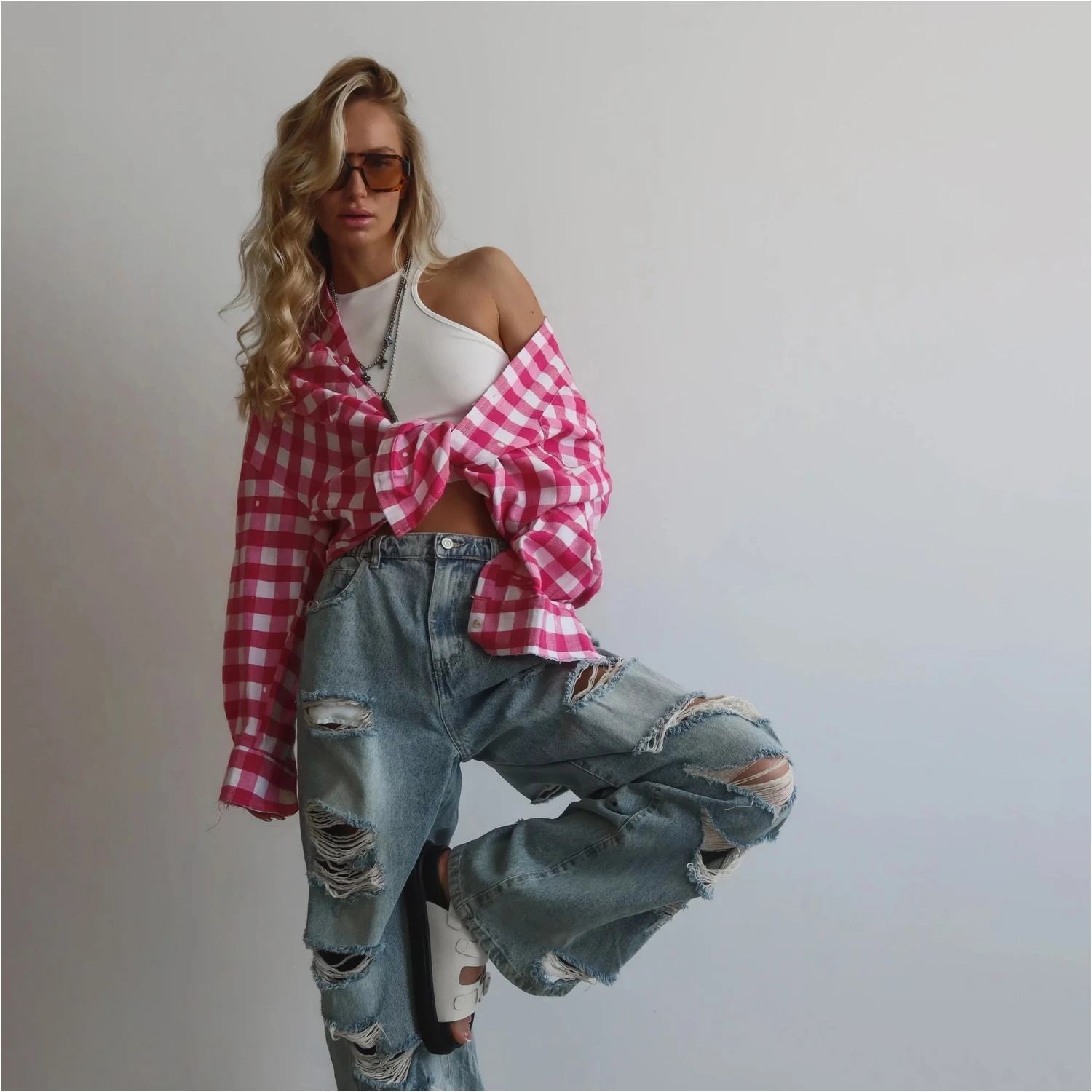 Женские джинсы American Retro WId Leg Slim Fit прямые брюки в гонконгском стиле универсальные