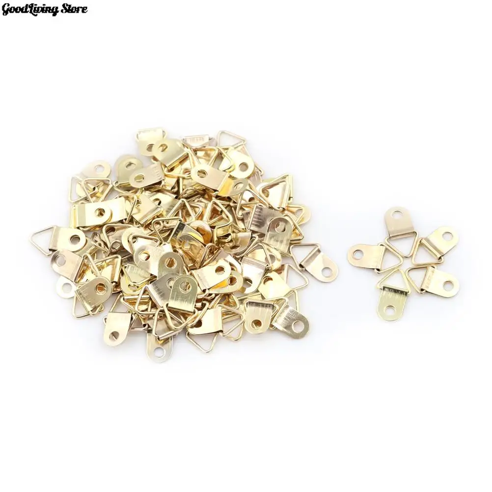 Золотистые треугольные D-образные кольца 100 шт./лот подвесные картины маслом