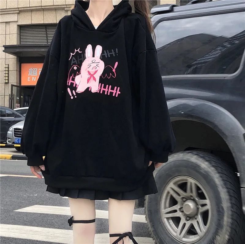 

0805 2023 new loose mid-length cute rabbit print long-sleeved Sweatshirts