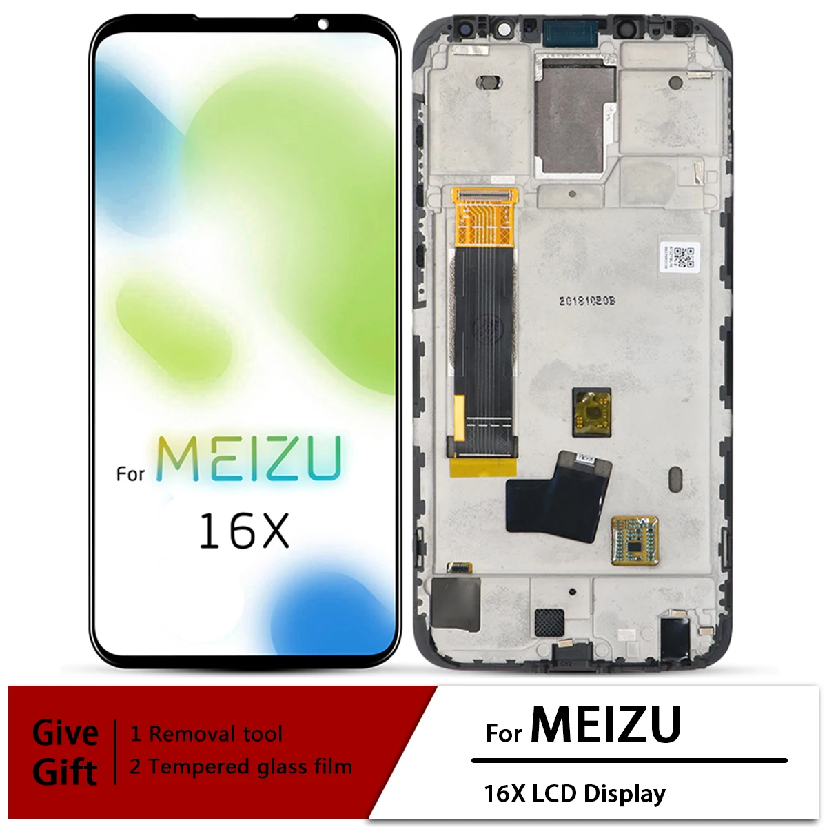 Оригинальный ЖК-дисплей для Meizu 16X, сенсорный экран с дигитайзером в сборе для 6,0 дюймового Meizu 16 X M872Q M872H AMOLED-телефона с рамкой