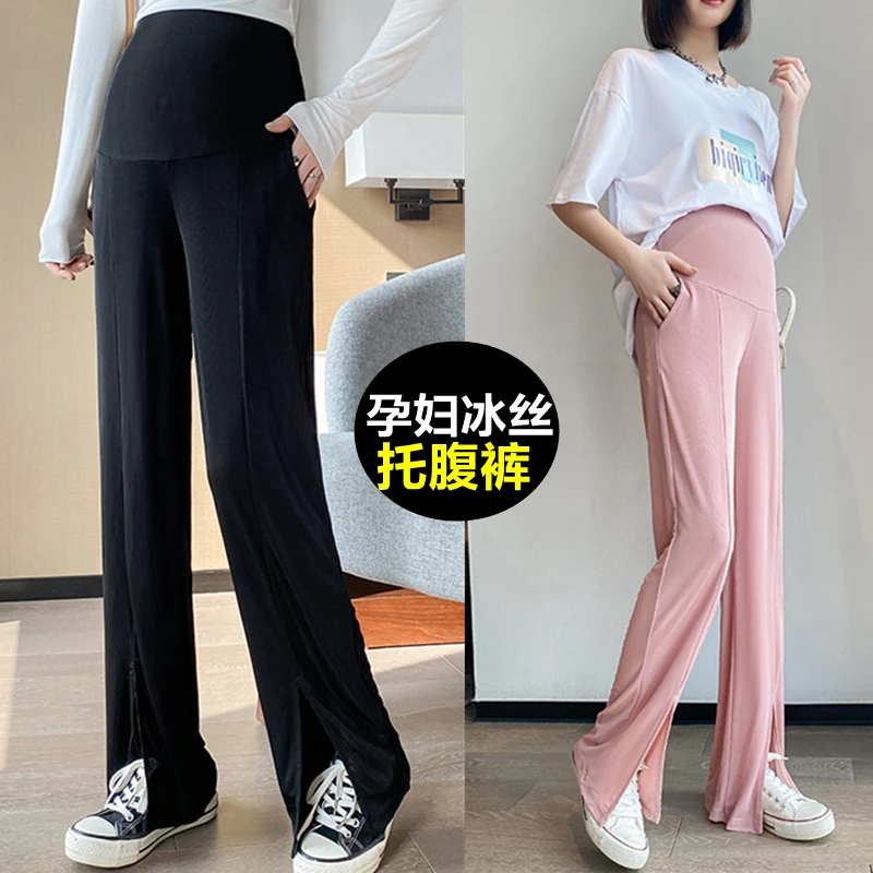 

116 # весенне-летние тонкие крутые полноразмерные длинные брюки для беременных с широкими штанинами с боковыми пятнами свободная одежда для ...