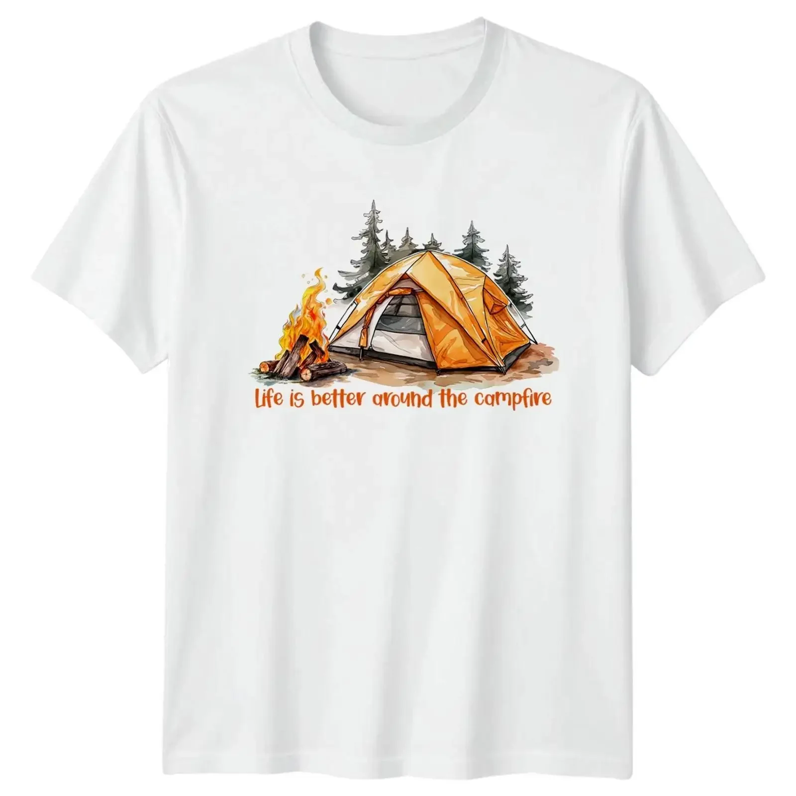 Фото Футболка Life Is Better Around The T-Shirt Lagerfeuer, винтажная, с эффектом потертости, в стиле стритвир, для кемпинга, на день рождения, подарок для него и для нее. №1