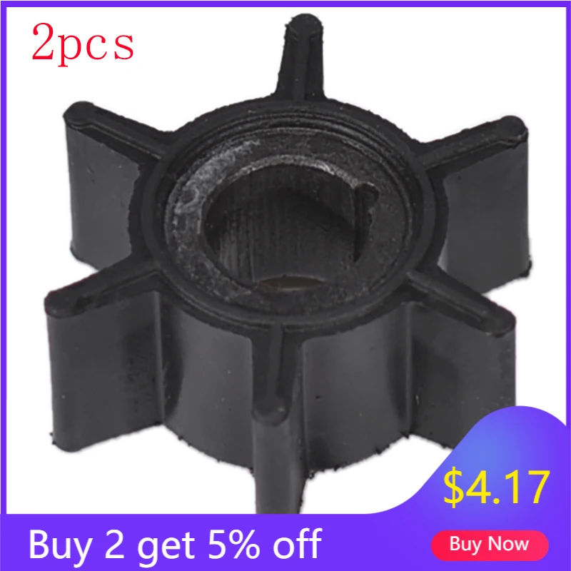 

2 Pcs/Pack Balck Water Pump Impeller Rubber For Tohatsu/Mercury/Sierra 2/2.5/3.5/4/5/6HP Outboard Motor 6 Blades for Boat